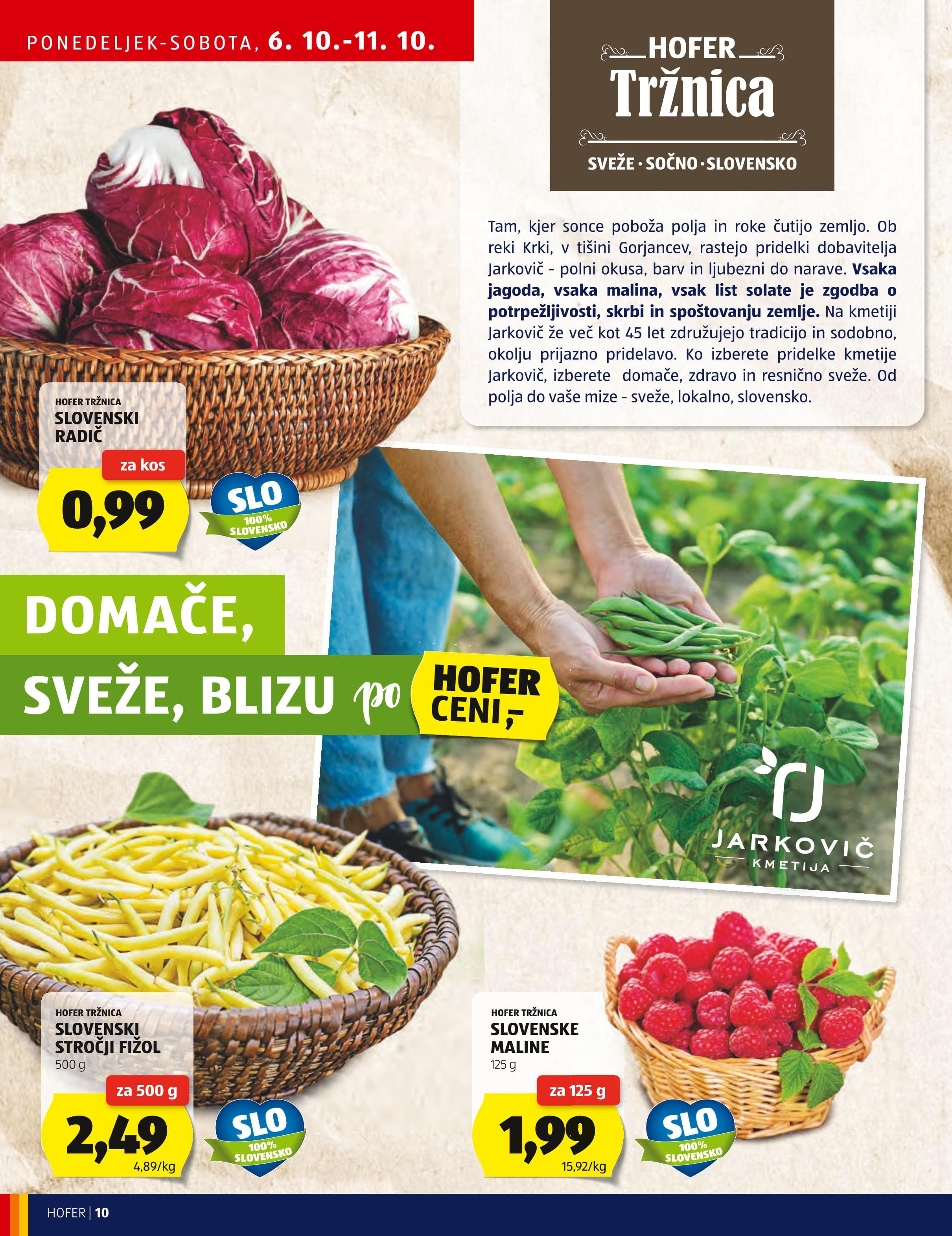Page from catalog: Hofer cene