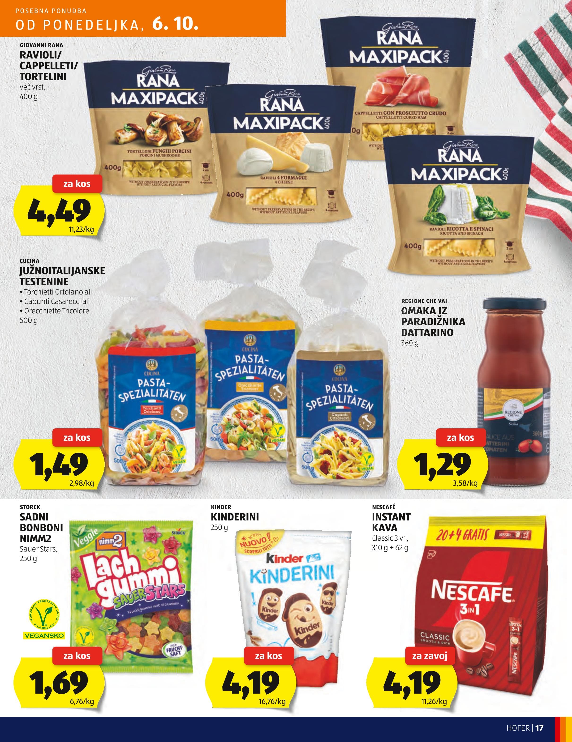 Page from catalog: Hofer cene