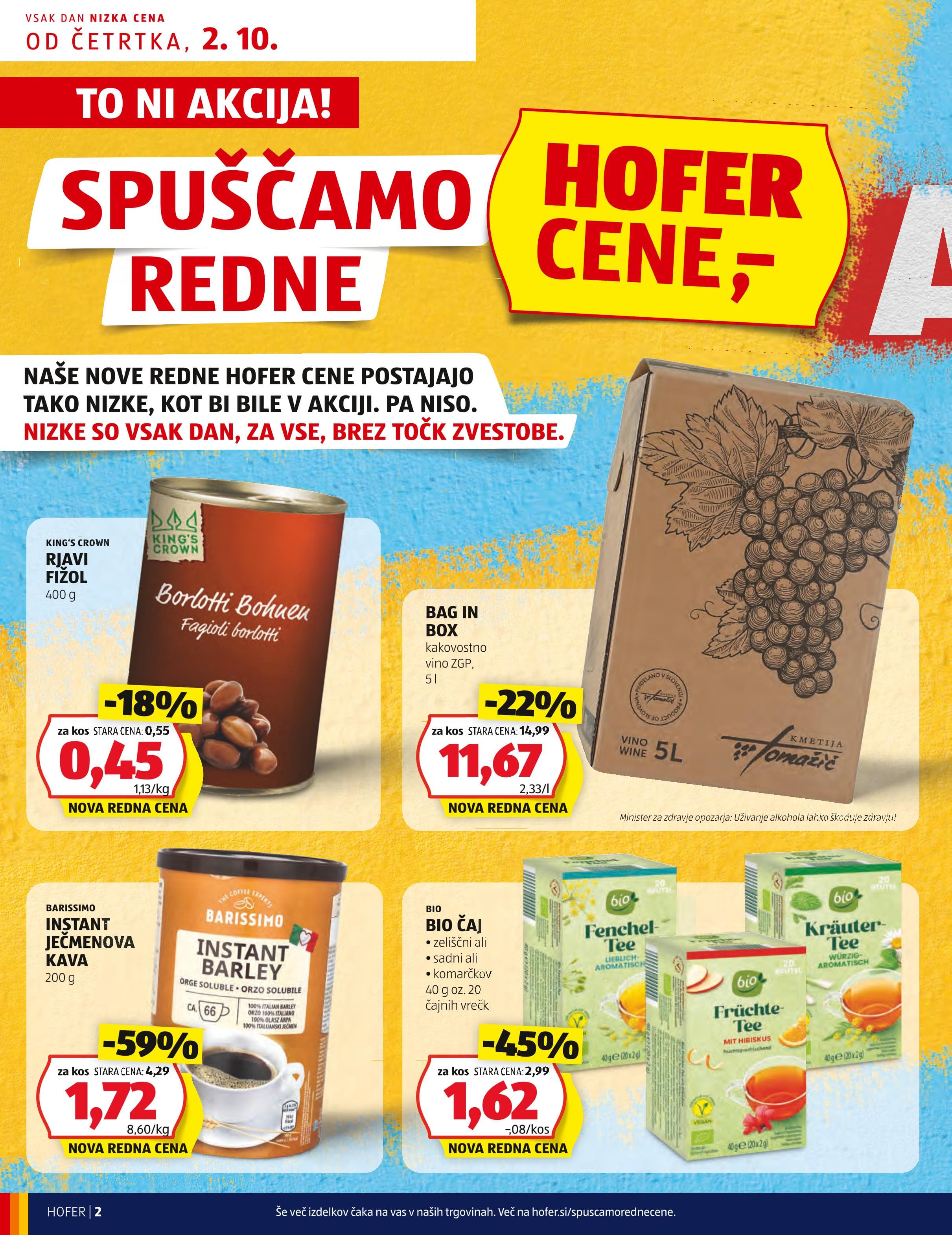 Page from catalog: Hofer cene