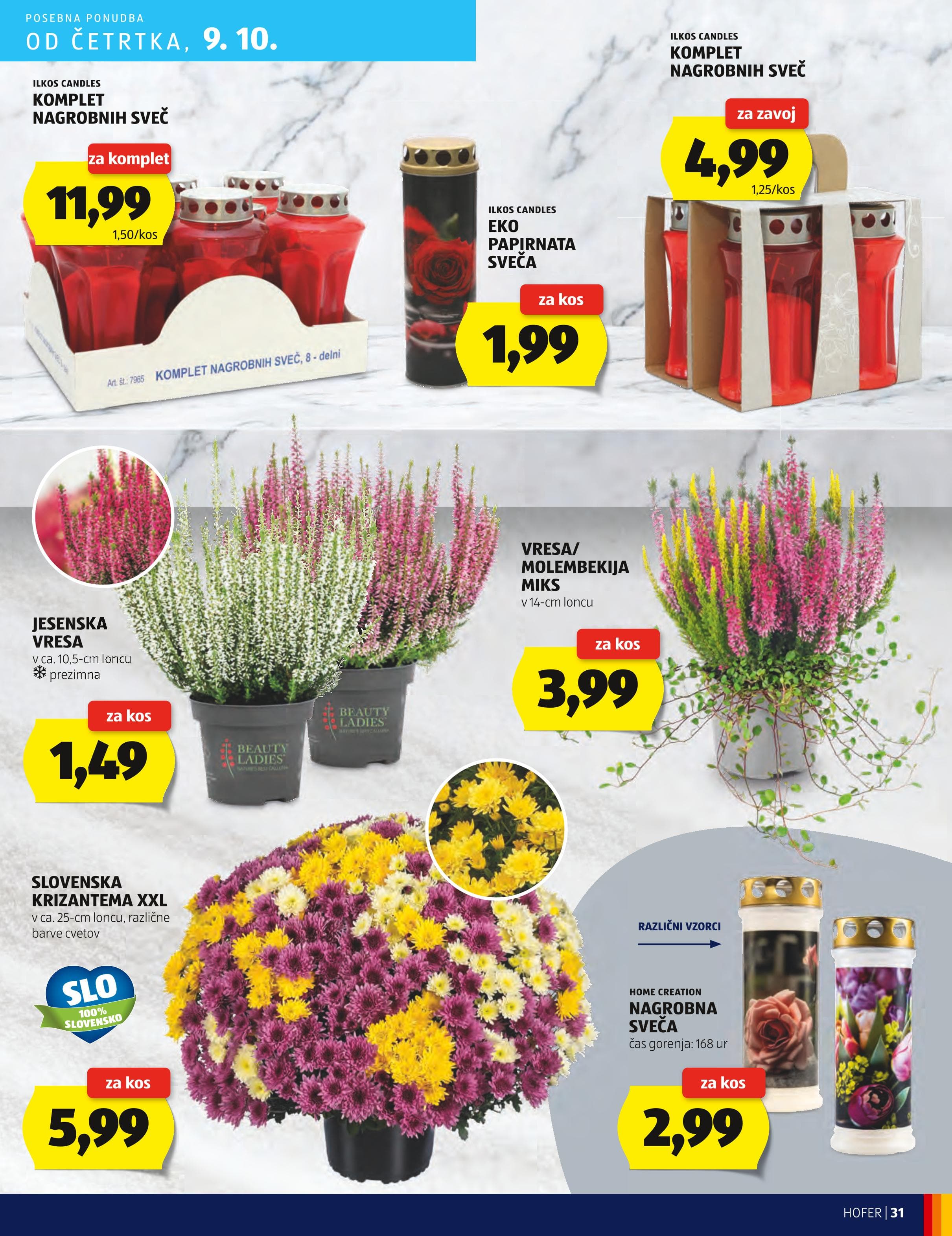 Page from catalog: Hofer cene