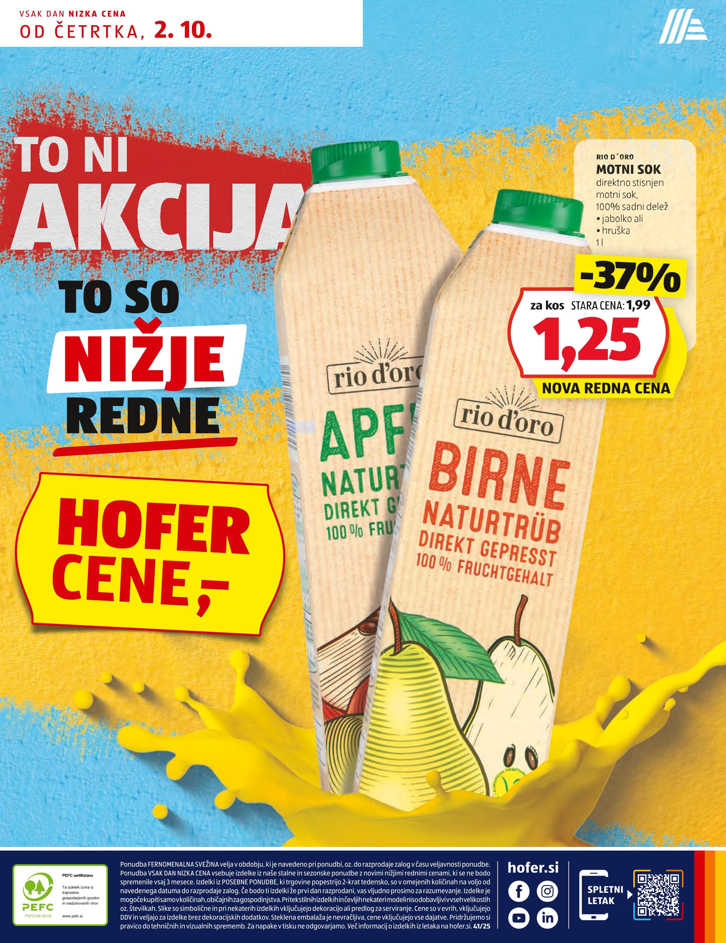 Page from catalog: Hofer cene