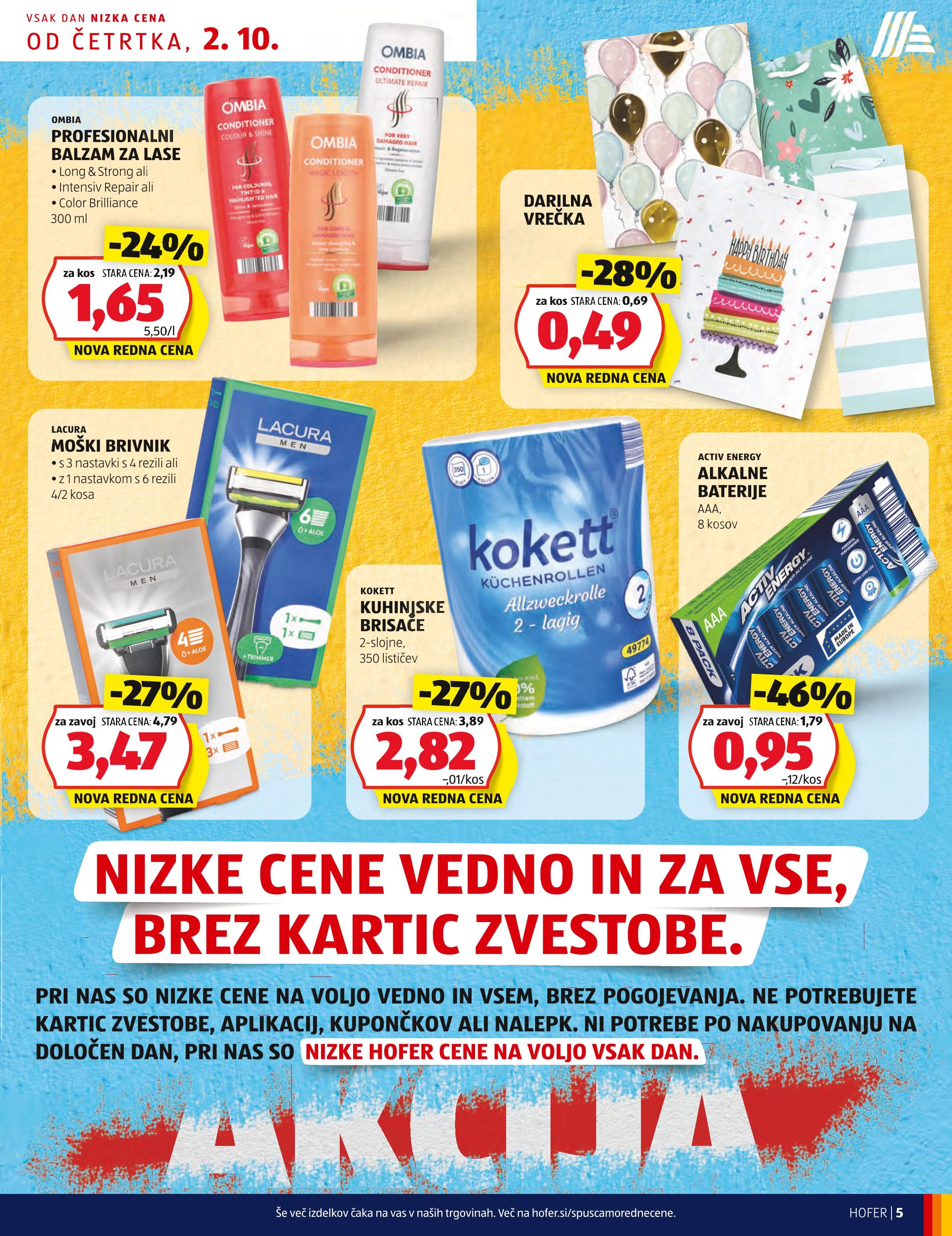 Page from catalog: Hofer cene