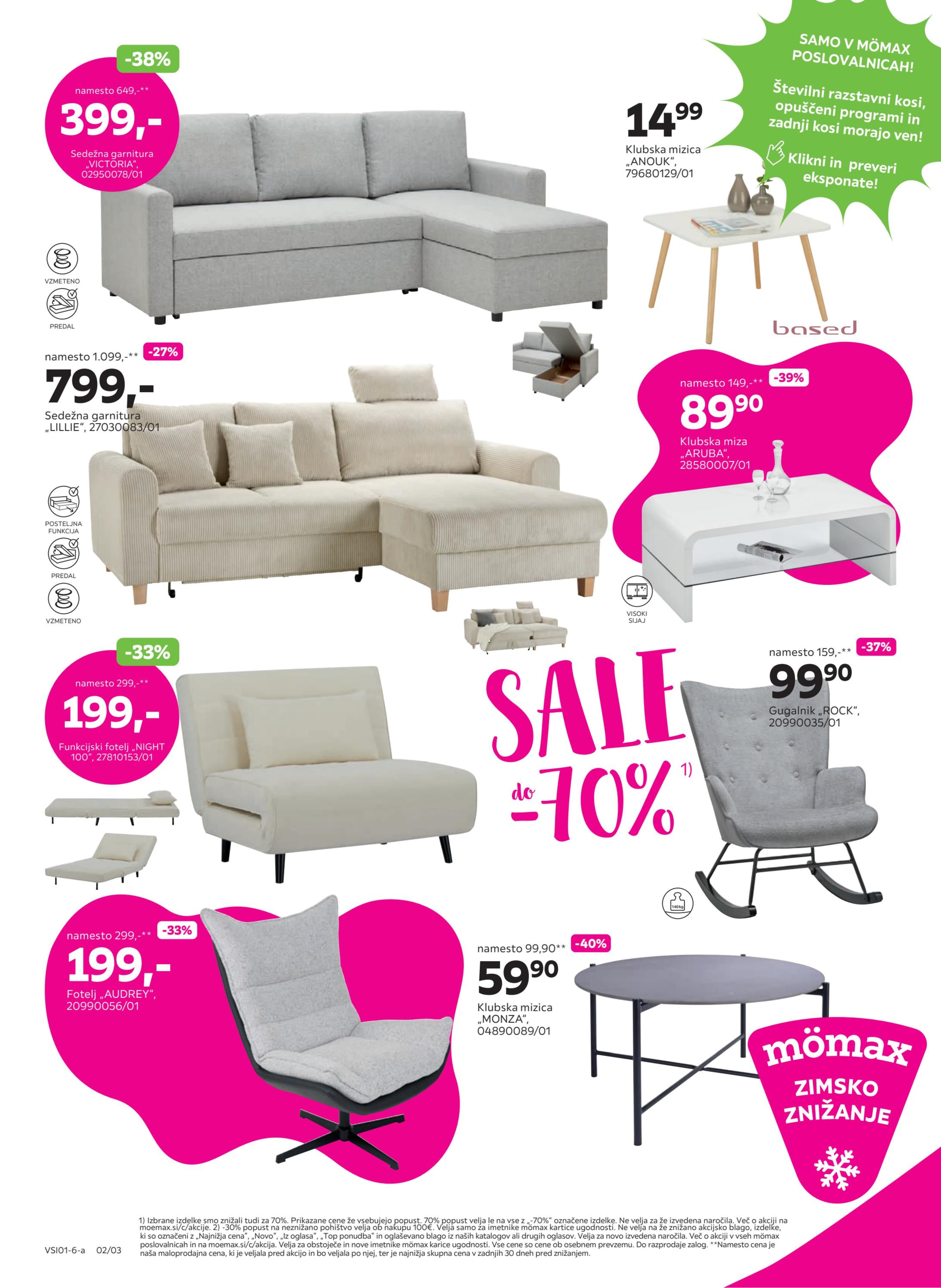 Page from catalog:  Do -70% na izbrano pohištvo