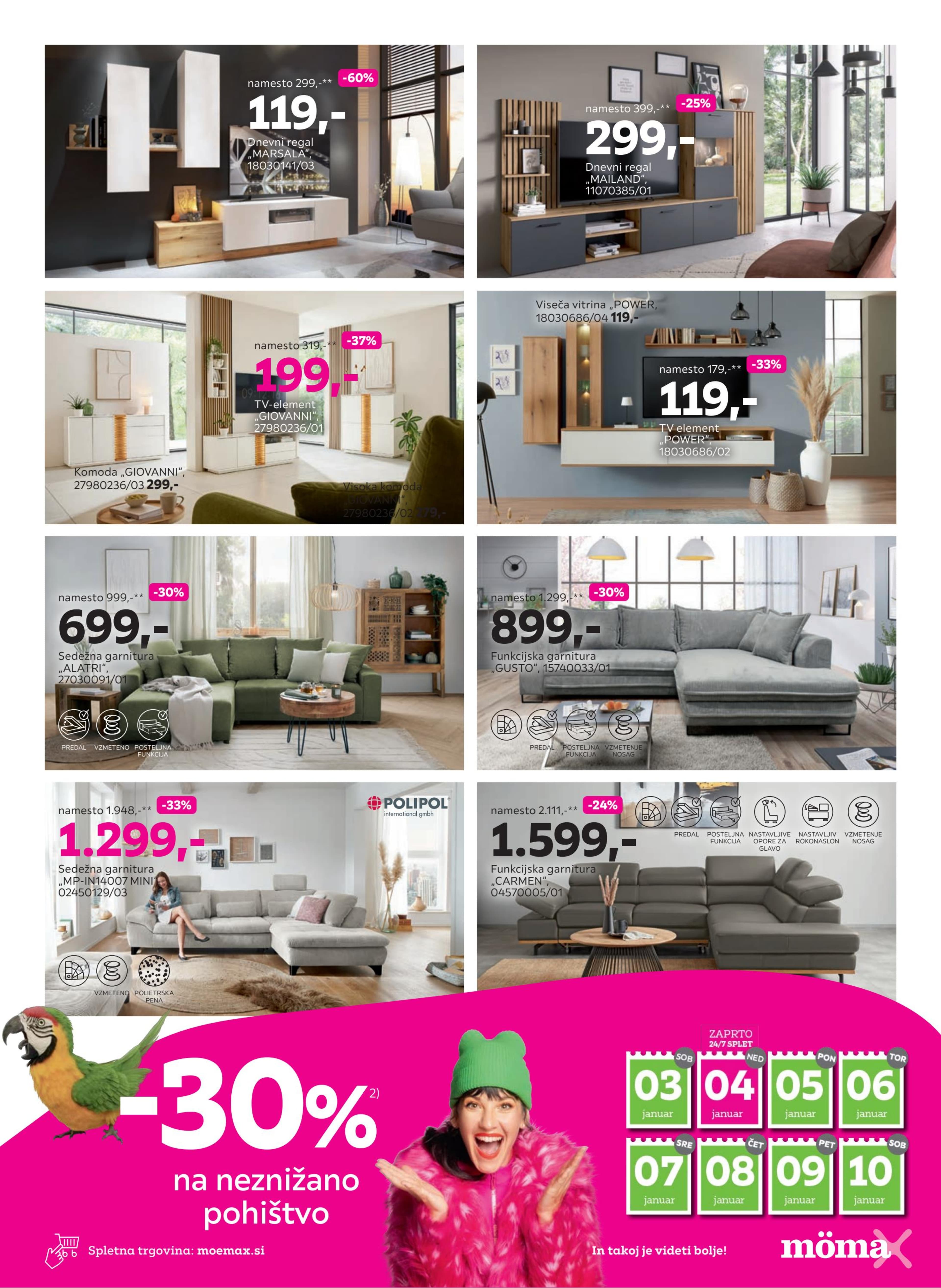 Page from catalog:  Do -70% na izbrano pohištvo