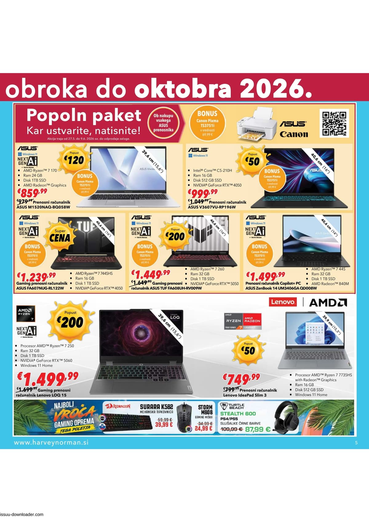 Stran 5. Harvey Norman kataloga - Brez plačila obroka do oktobra 2026 od 28.05.2026.