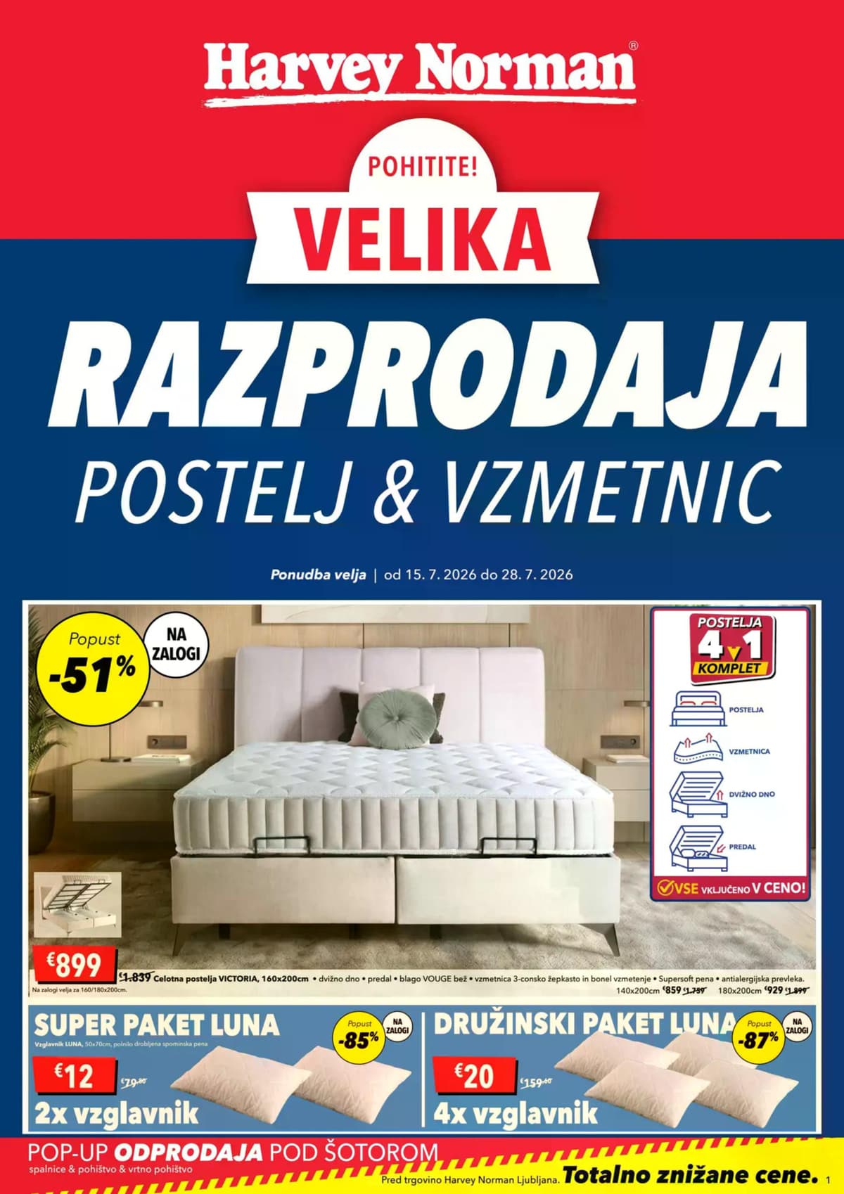 Velika razprodaja postelj in vzmetnic