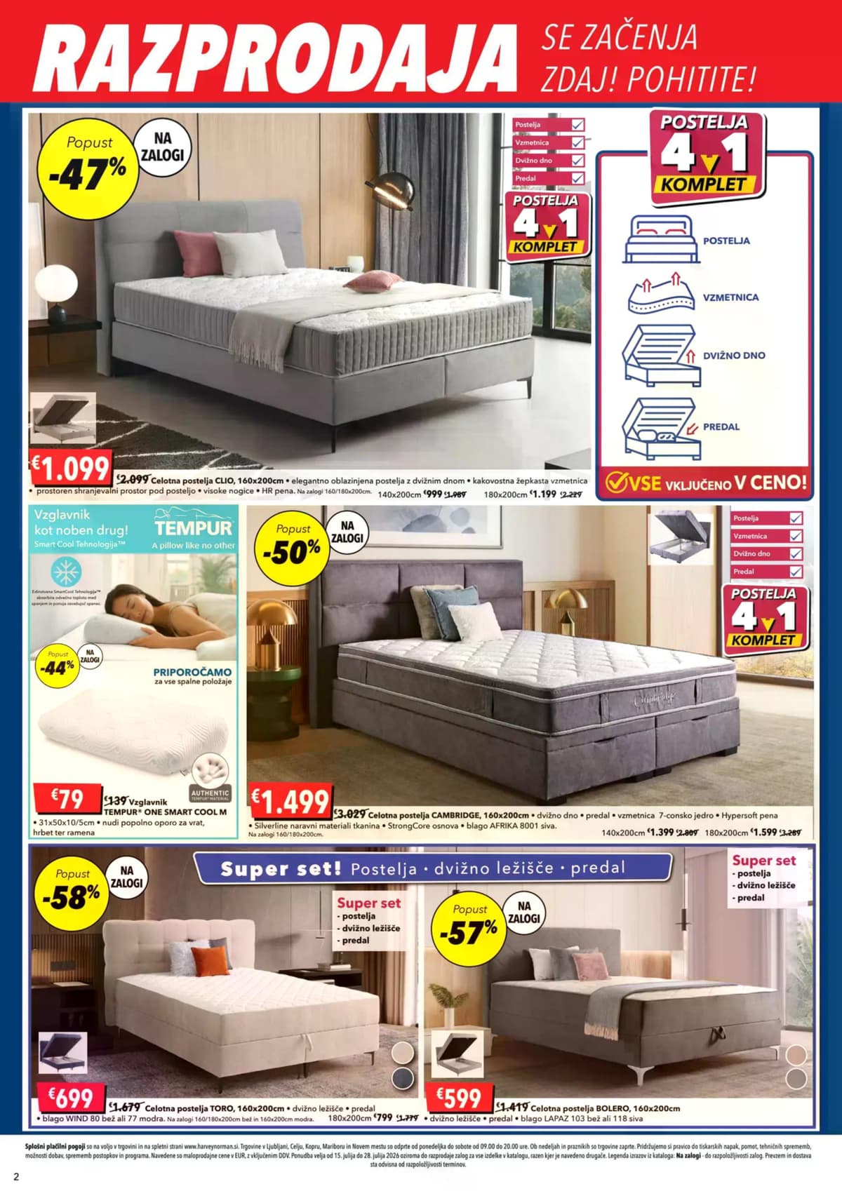 Stran 2. Harvey Norman kataloga - Velika razprodaja postelj in vzmetnic od 15.07.2026