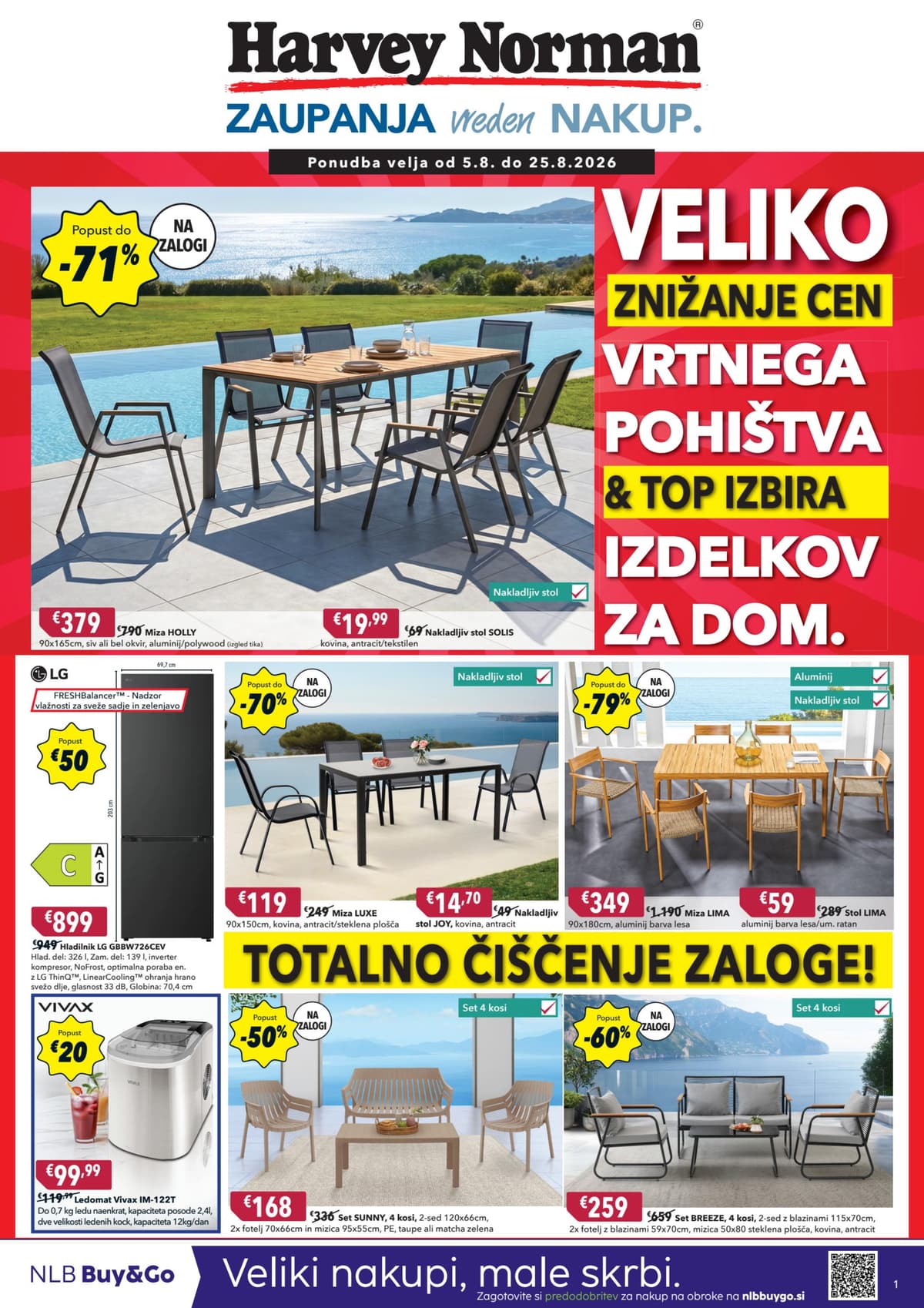Veliko znižanje vrtnega pohištva