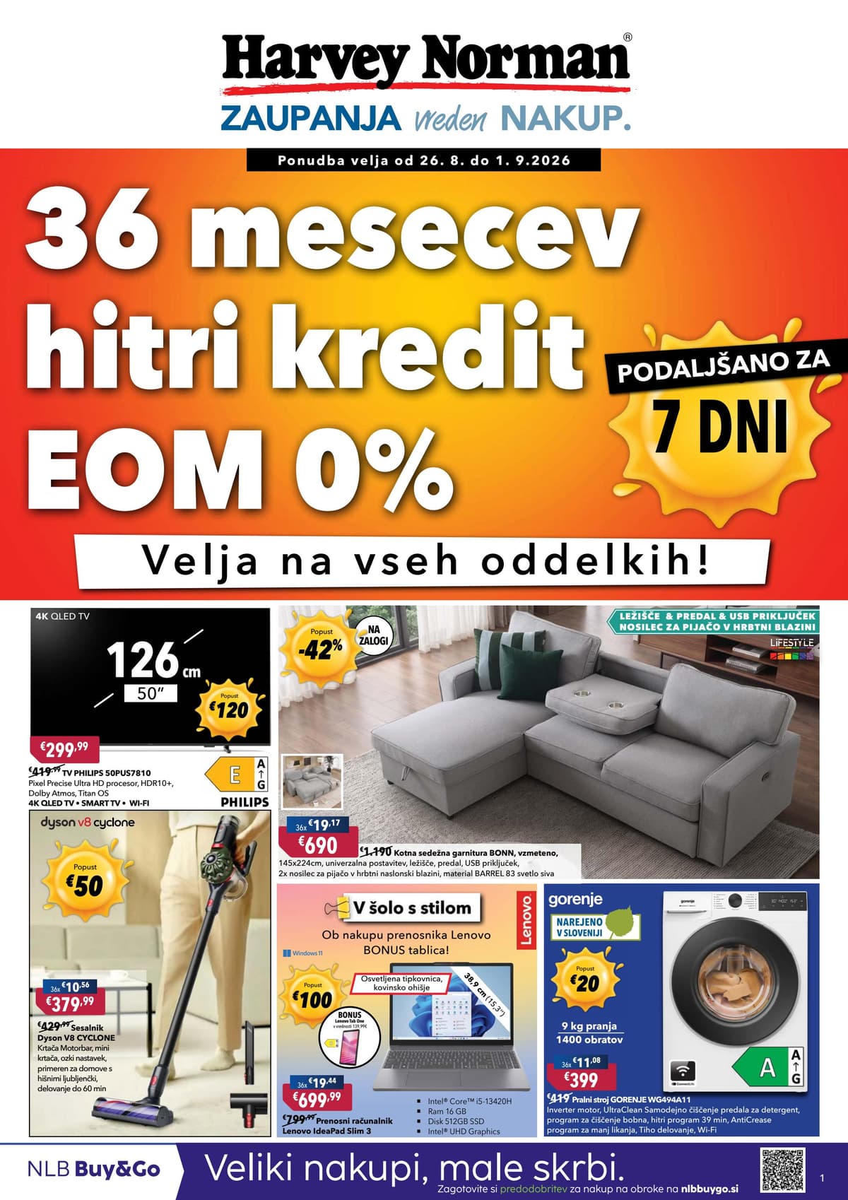 Harvey Norman katalog od 08/26/2026 - 36 mesecev hitri kredit EOM 0%