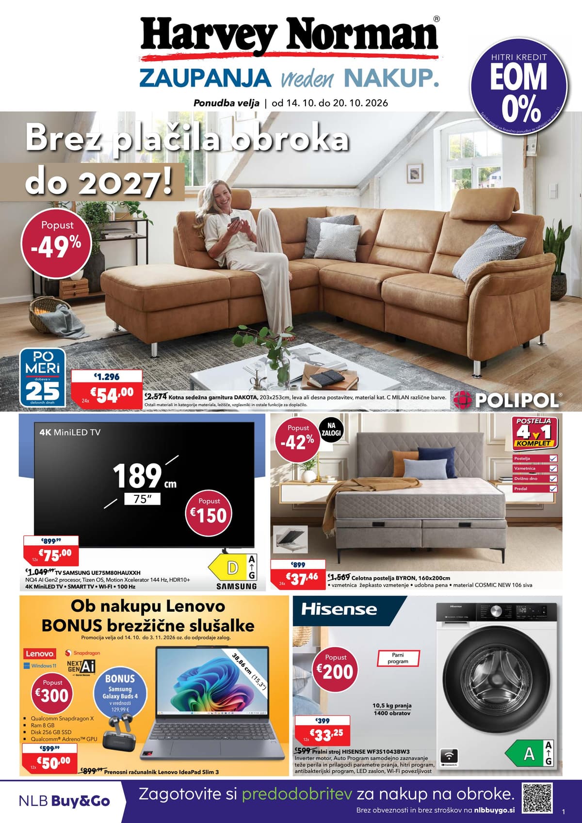 Stran 1. Harvey Norman kataloga - Brez plačila obroka