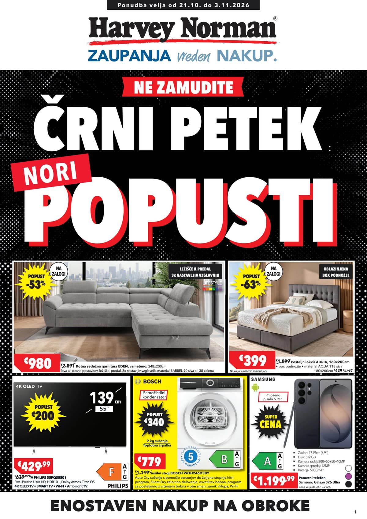 Harvey Norman katalog od 21.10.2026. - Črni petek popusti