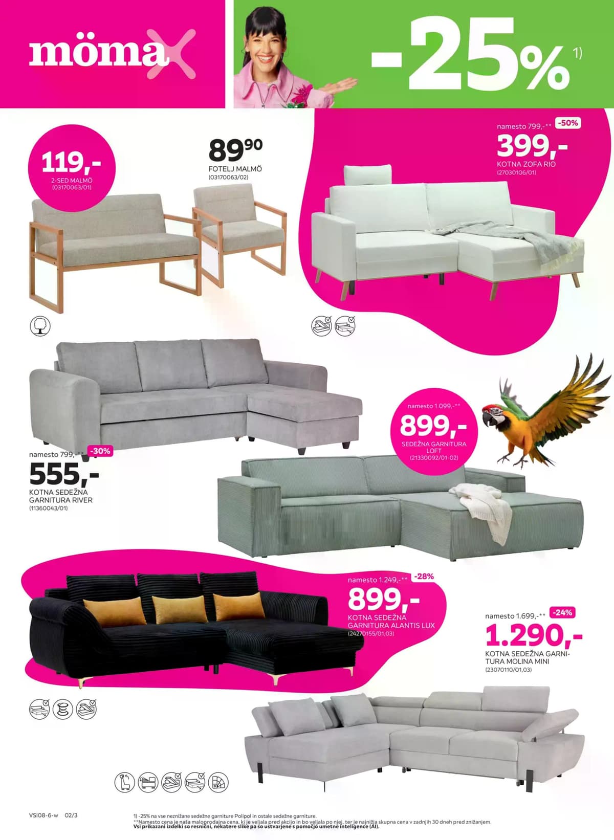Stran 2. Mömax kataloga - -25% na neznižane sedežne garniture