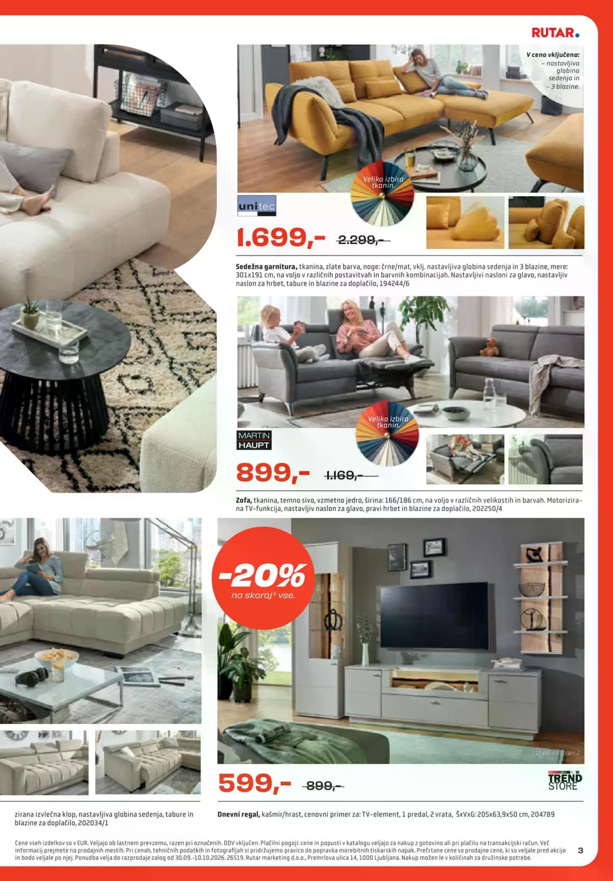 Stran 3. Rutar kataloga - Dom udobja -20% na skoraj vse od 01.10.2026.