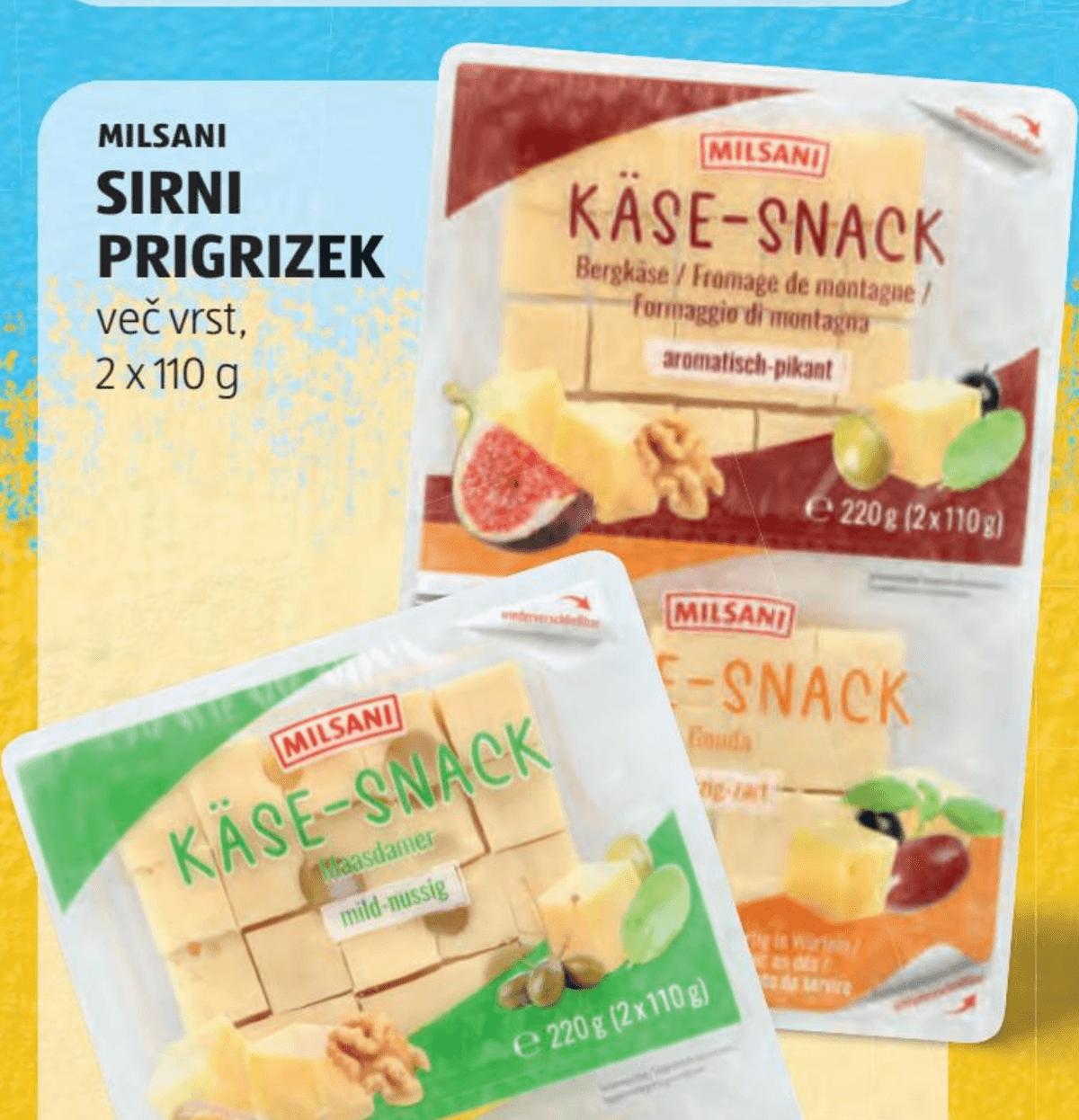Milsani Sirni prigrizek 2 x 110 g Akcija v trgovini Hofer