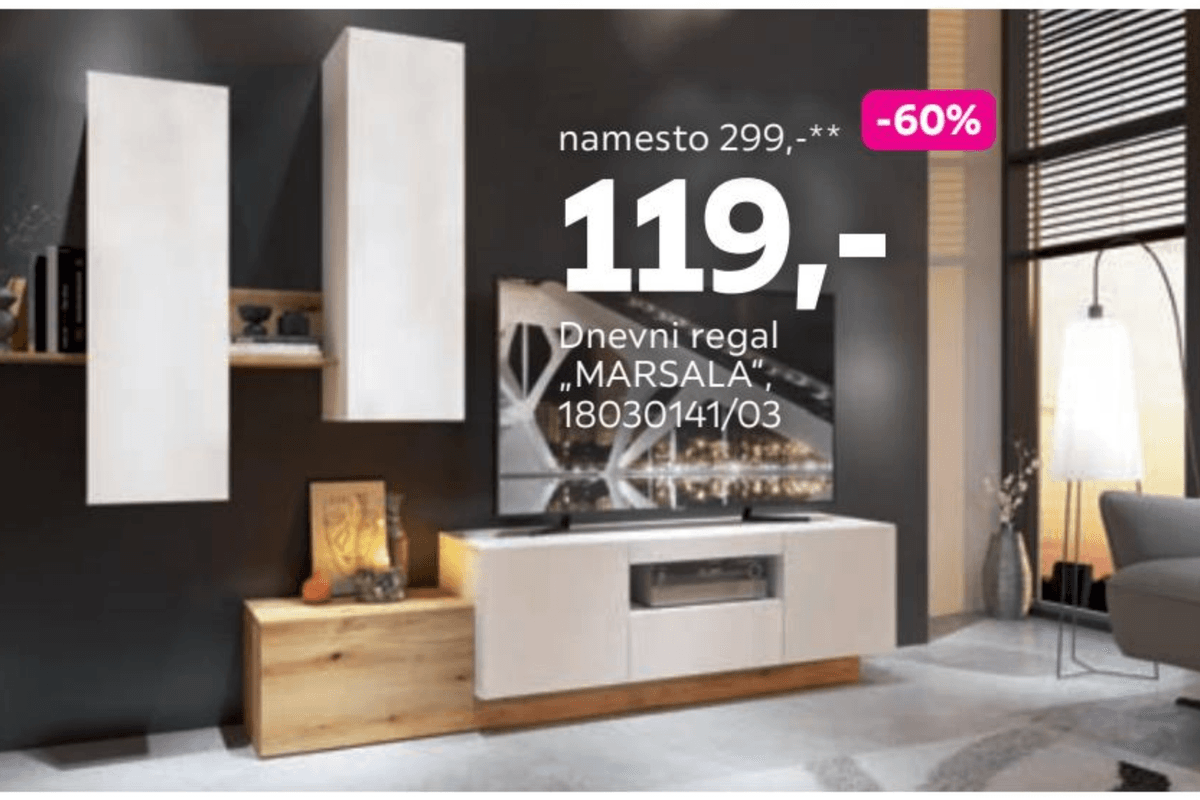 Dnevni regal "MARSALA" Akcija v trgovini Mömax