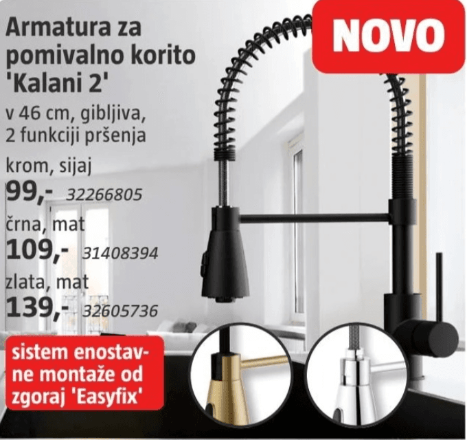 Armatura za pomivalno korito Kalani 2 Akcija v trgovini Bauhaus