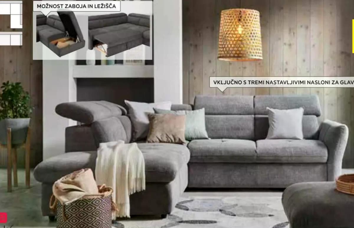 Sedežna garnitura 224 X 254 cm Stylife Akcija v trgovini Lesnina