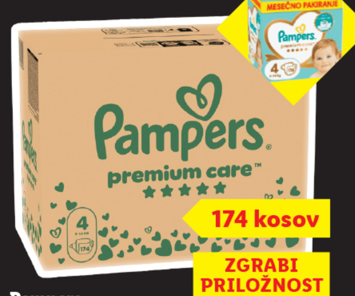 Pampers Premium care plenice 174 kosov Akcija v trgovini Lidl