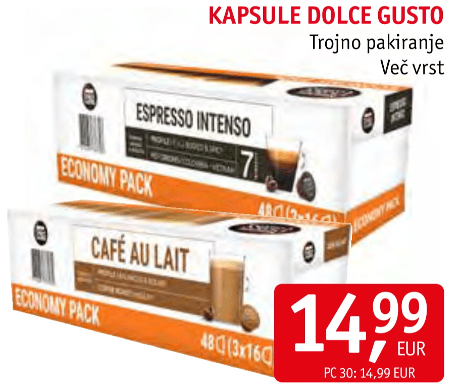 Kapsule Dolce Gusto 30/1 Akcija v trgovini Jager