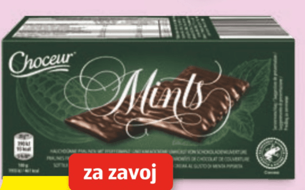 Choceur mint čokoladice 200 g Akcija v trgovini Hofer