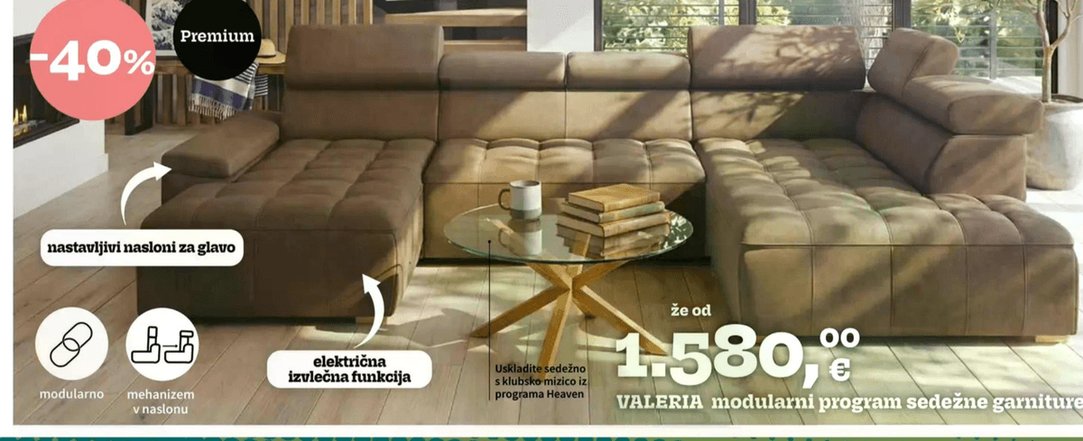 Valeria modularni program sedežne garniture Akcija v trgovini Prima