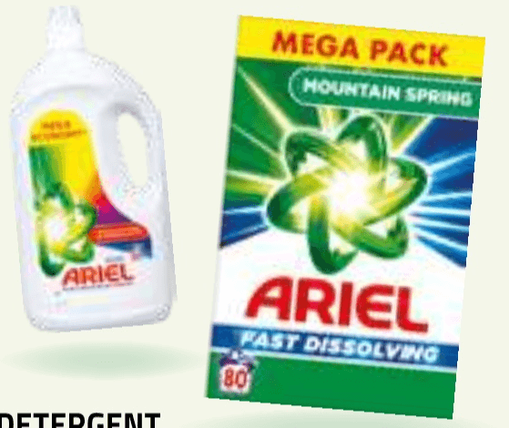 Detergent za pranje perila Ariel Mountain Spring 4,4 kg ali do 80 pranj Akcija v trgovini E.Leclerc