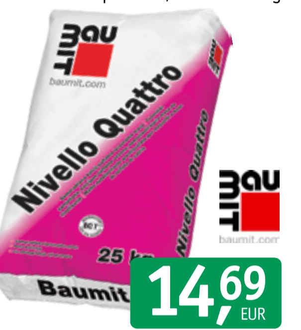Samorazlivna izravnalna masa 'Nivello Quattro' 25 kg Baumit Akcija v trgovini Bauhaus