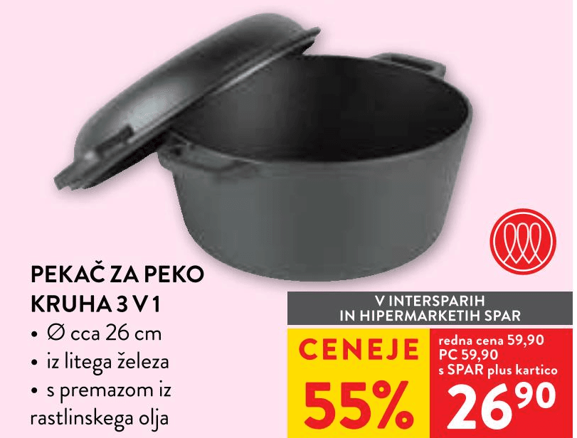 Pekač za peko kruha 3 v 1 cca 26 cm Akcija v trgovini Spar