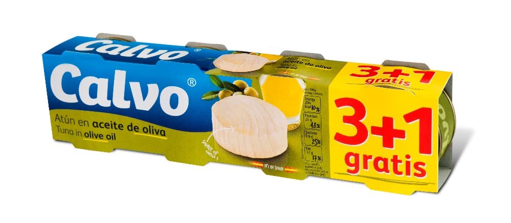 Tunina v oljčnem olju Calvo 4x 65 g Akcija v trgovini E.Leclerc
