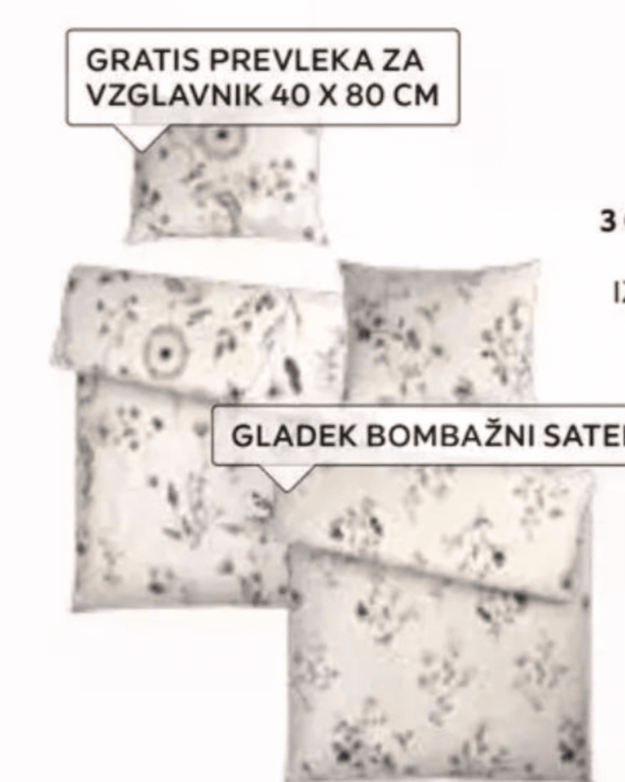 Obojestranska posteljnina iz satena "CELIN" 60 X 80 + 40 X 80/140 X 200 cm ESPOSA Akcija v trgovini Lesnina
