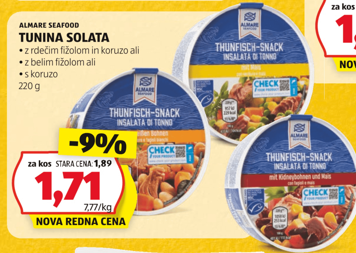 ALMARE SEAFOOD Tunina solata 220 g Akcija v trgovini Hofer