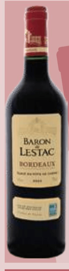 Baron de Lestac "Bordeaux" 0,75 l Akcija v trgovini E.Leclerc