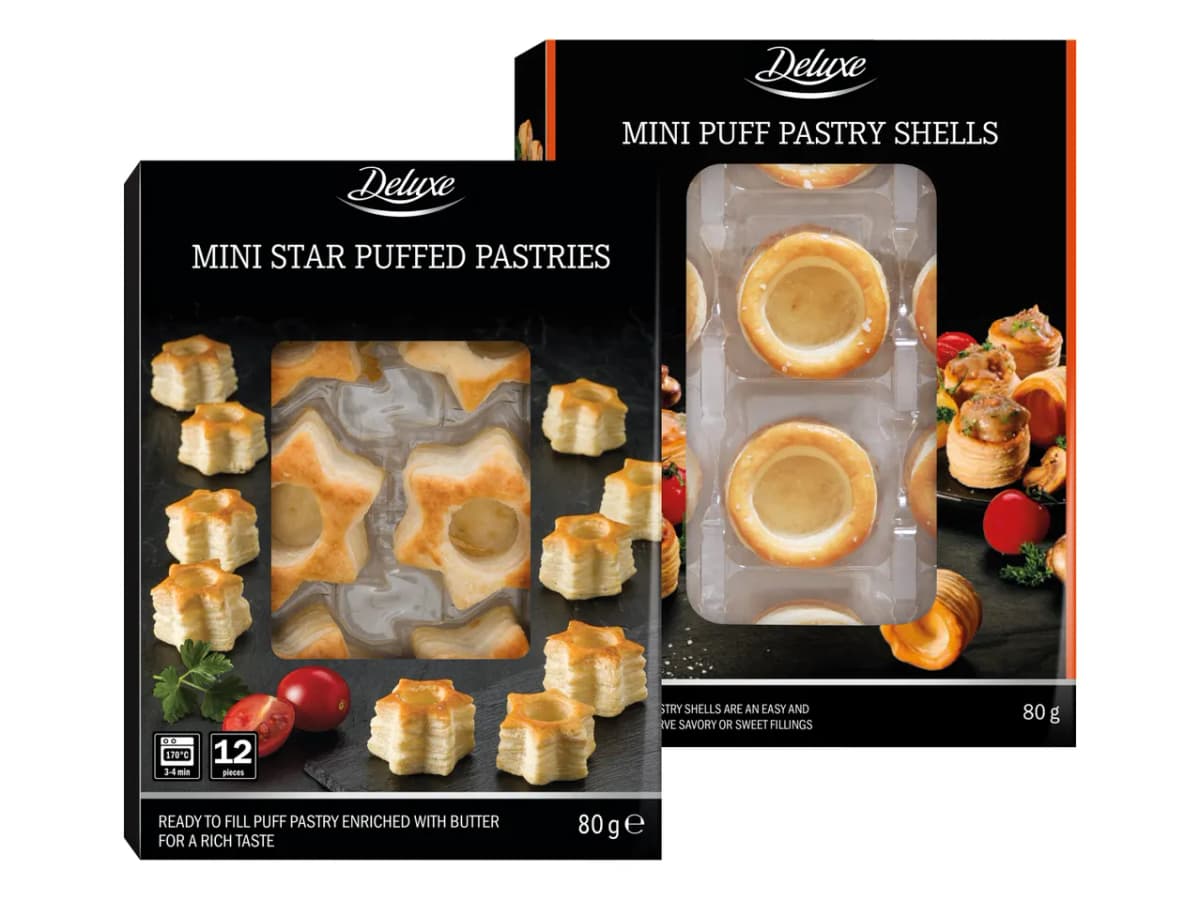 Deluxe posodice iz listnatega testa 80 g Akcija v trgovini Lidl