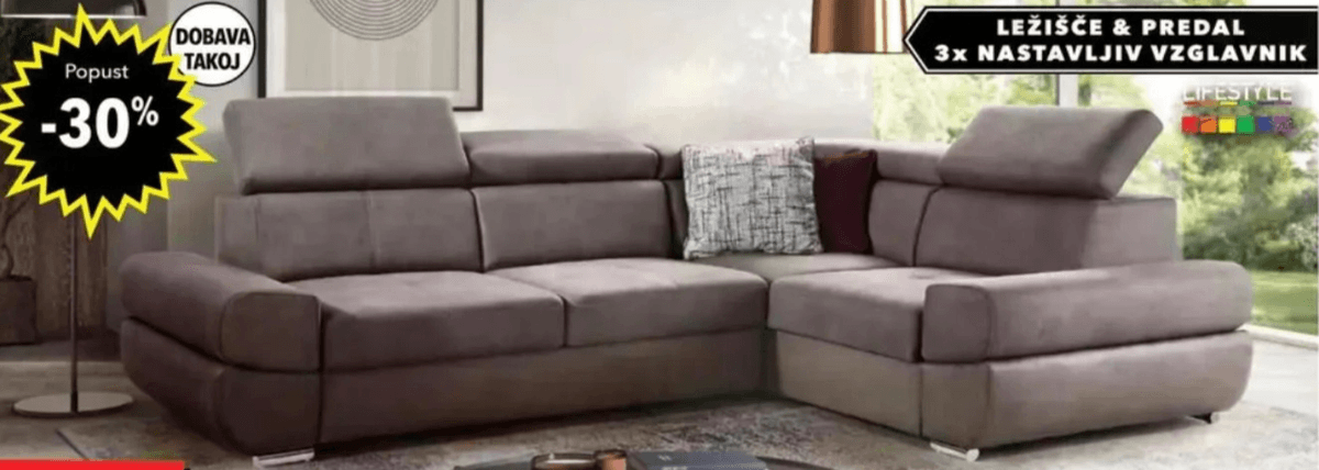 Kotna sedežna garnitura MALTA Akcija v trgovini Harvey Norman