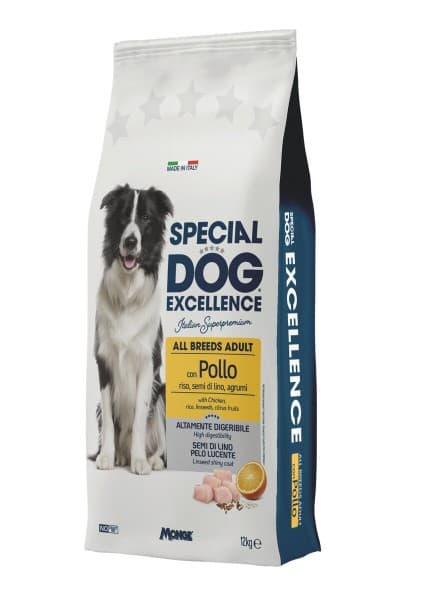 Briketi s piščancem Dog Excellence 12 kg Akcija v trgovini E.Leclerc