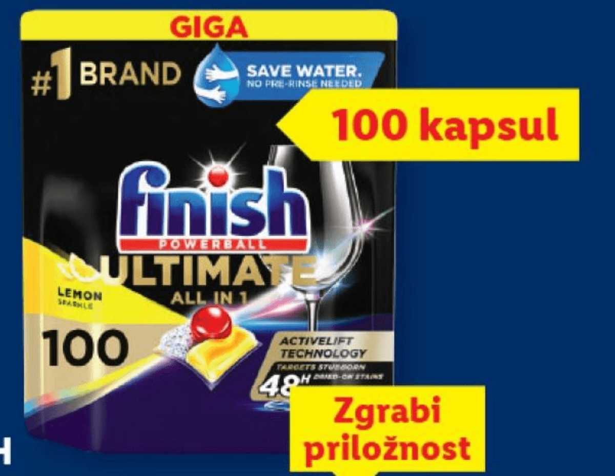 Finish Kapsule za strojno pomivanje posode 100 kapsul Akcija v trgovini Lidl