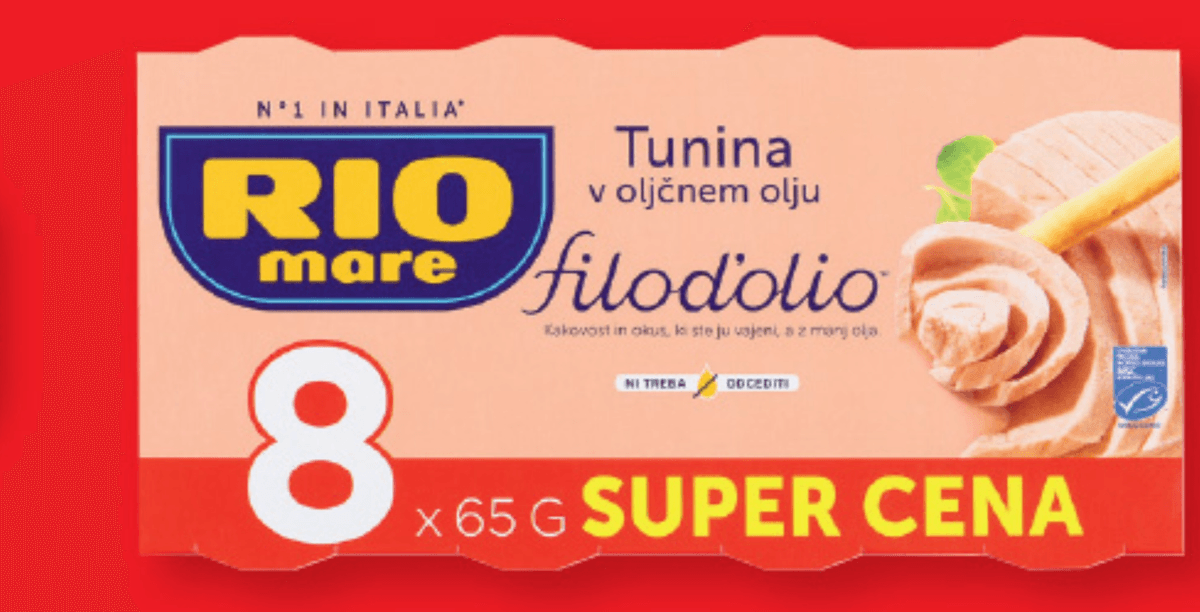 Rio Mare tunina v oljčnem olju 8 x 65 g Akcija v trgovini Lidl
