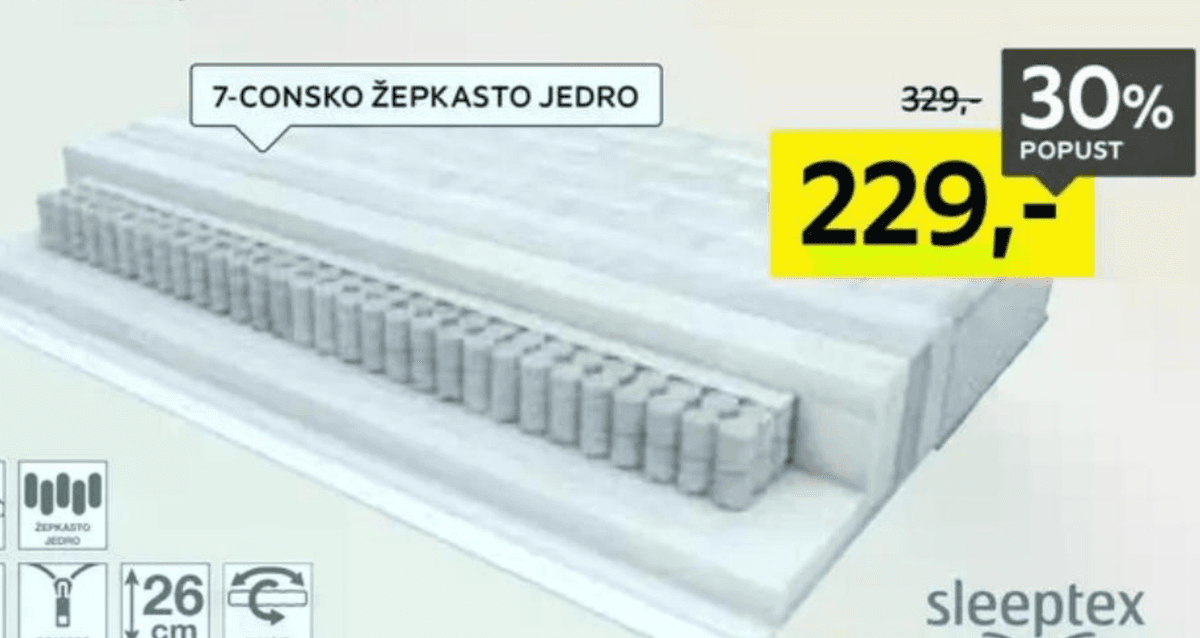 Sleeptex vzmetnica 90 X 200 cm Akcija v trgovini Lesnina