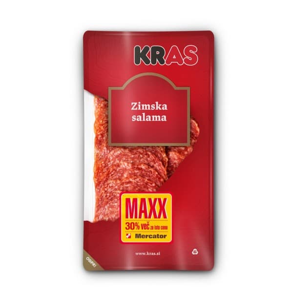 Narezek zimska salama Kras Maxx 100 g + 30 g GRATIS Akcija v trgovini Mercator