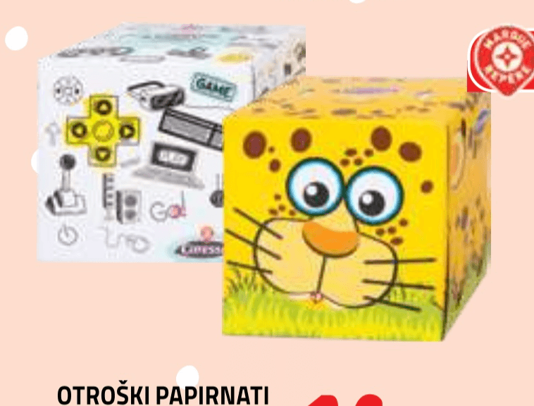 Caresse otroški papirnati robčki 60/1 ali 70/1 Akcija v trgovini E.Leclerc