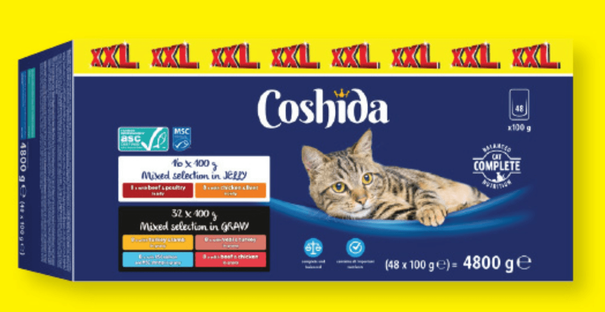 Coshida Mačja hrana v koščkih 48 x 100 g Akcija v trgovini Lidl