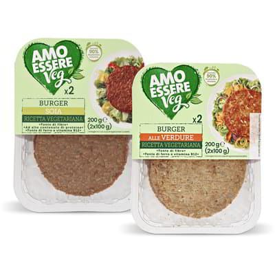 Amo Essere Veg vegetarijanski burger, sojin, zelenjavni 200 g Akcija v trgovini Eurospin