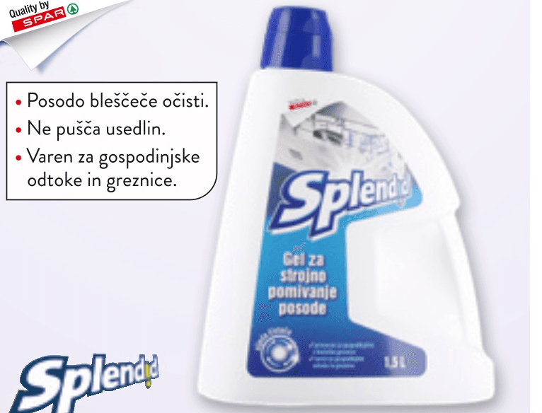 Splendid gel za strojno pomivanje posode 1,5 l Akcija v trgovini Spar