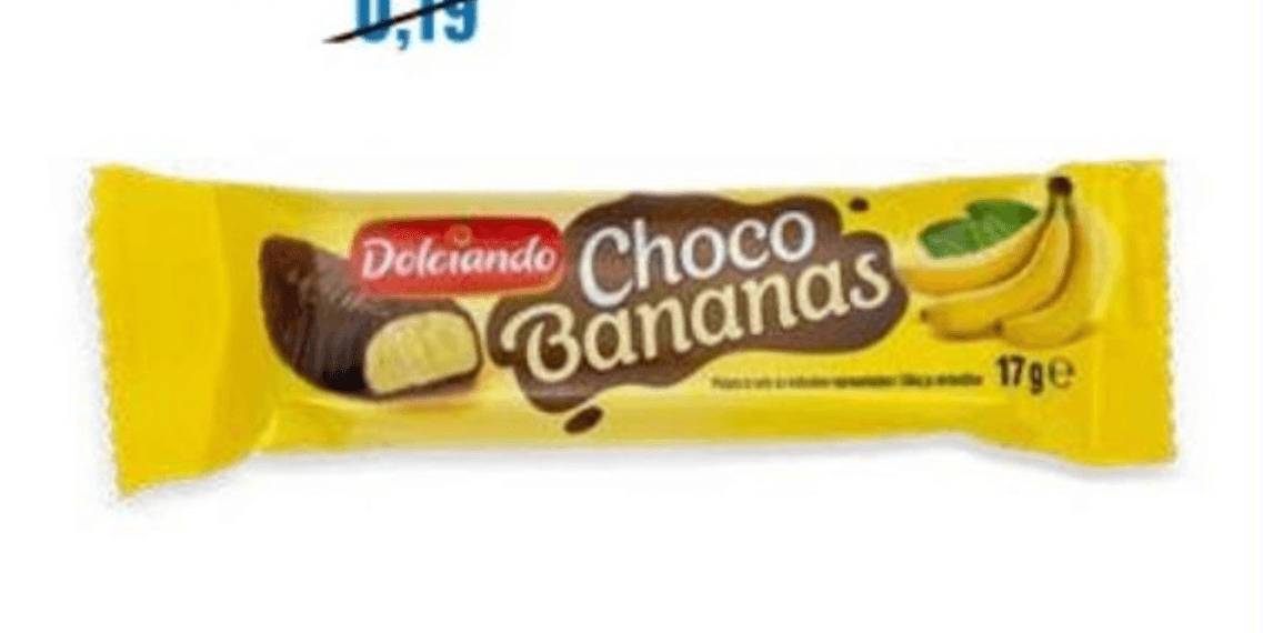 Dolciando čokoladna bananica 17 g Akcija v trgovini Eurospin