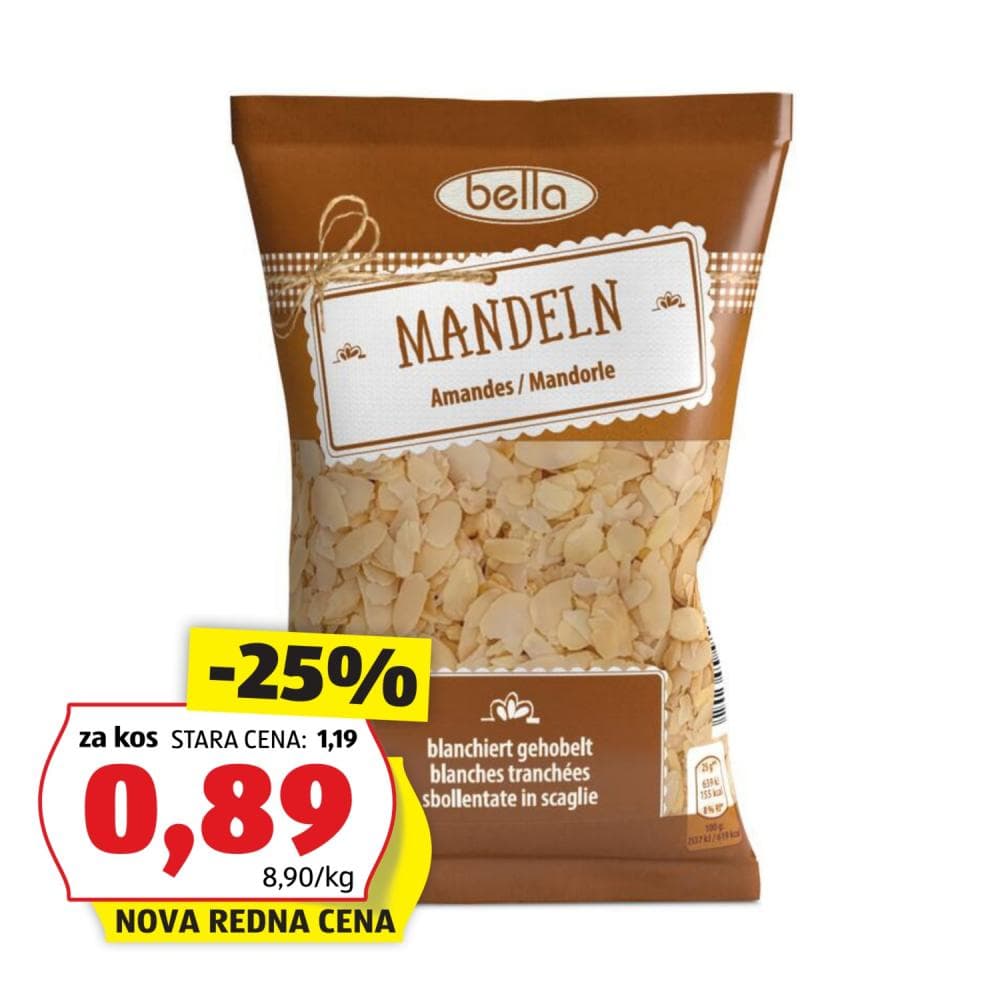 Bella Mandlji Rezani 100 g Akcija v trgovini Hofer