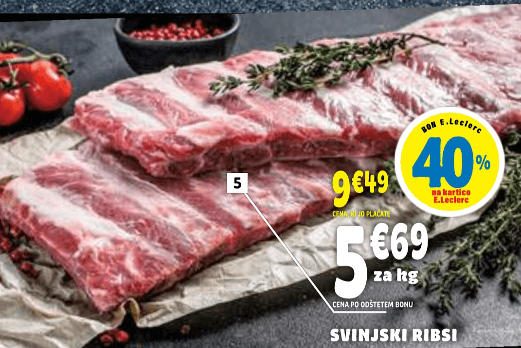 Svinjski ribsi Akcija v trgovini E.Leclerc