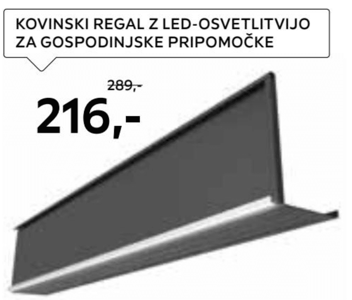 Kovinski regal z LED-osvetlitvijo Akcija v trgovini Lesnina