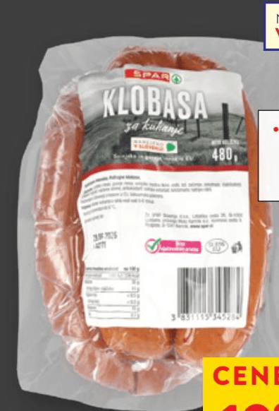 SPAR Klobasa za kuhanje 480 g Akcija v trgovini Spar