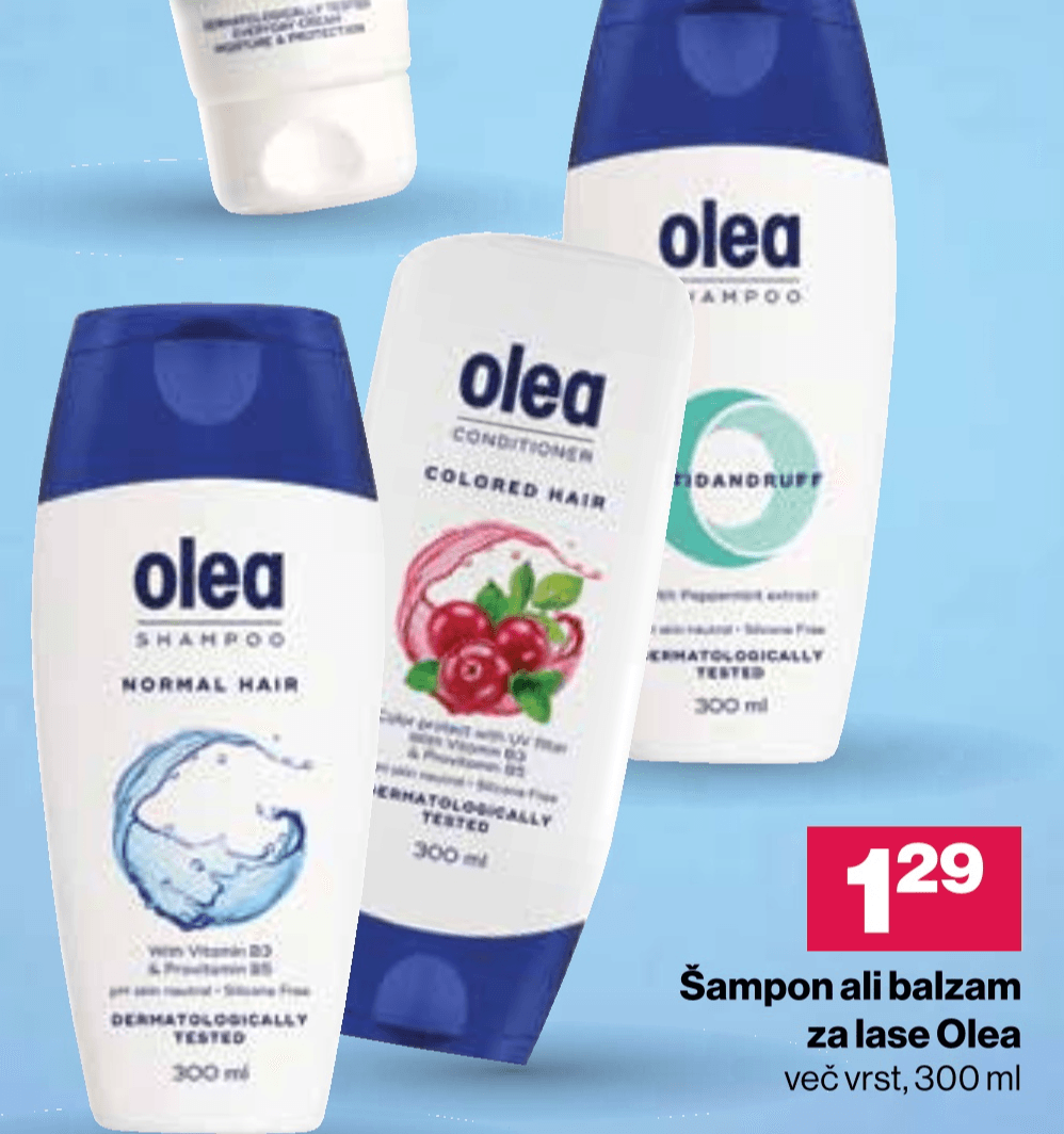 Šampon ali balzam za lase Olea 300 ml Akcija v trgovini Mercator