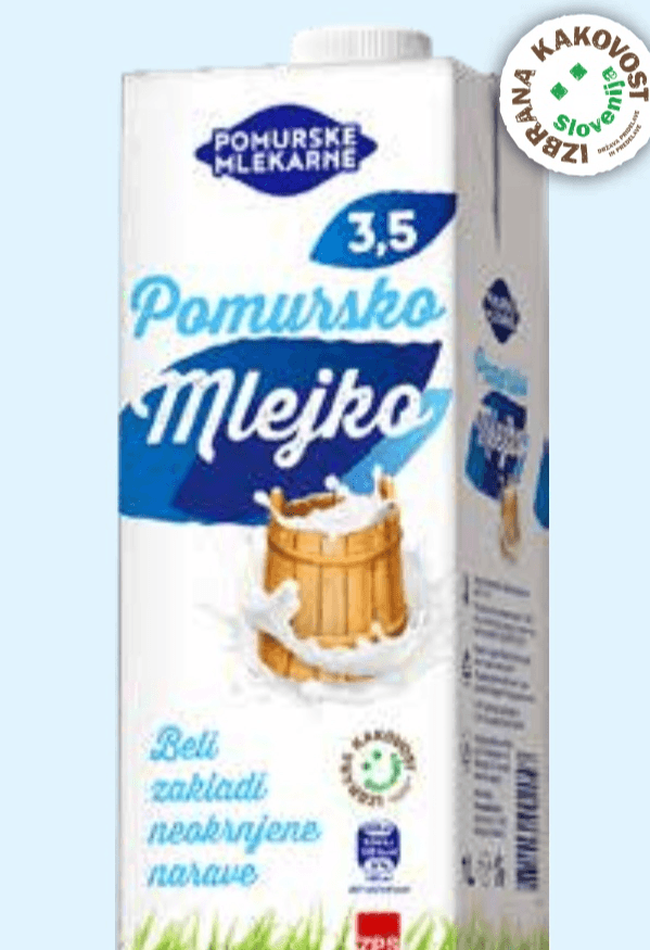 Pomursko Mlejko 1 L Pomurske Mlekarne Akcija v trgovini Tuš